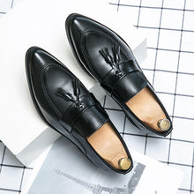 Load image into Gallery viewer, Men's British Tassel Dress Shoes | Pointed Toe PU Leather Business Loafers