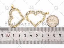Load image into Gallery viewer, CZ Micro Pave Heart Shape Pendant/Charm,18K Gold Filled Heart Charm,Necklace Bracelet Charm Pendant,30x37mm,Sku#LK399