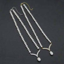 Load image into Gallery viewer, Freshwater Pearl with chevron point Necklace, sku# EF561