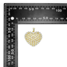 Load image into Gallery viewer, CZ Pave Gold Silver Pearl Heart Charm Pendant, Sku#LX594