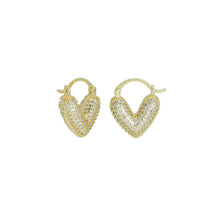 Load image into Gallery viewer, Puffy CZ V Shape Huggie  Earrings, Sku#LD555