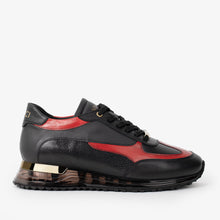 Load image into Gallery viewer, The Arda Black &amp; Red Leather Men Sneaker