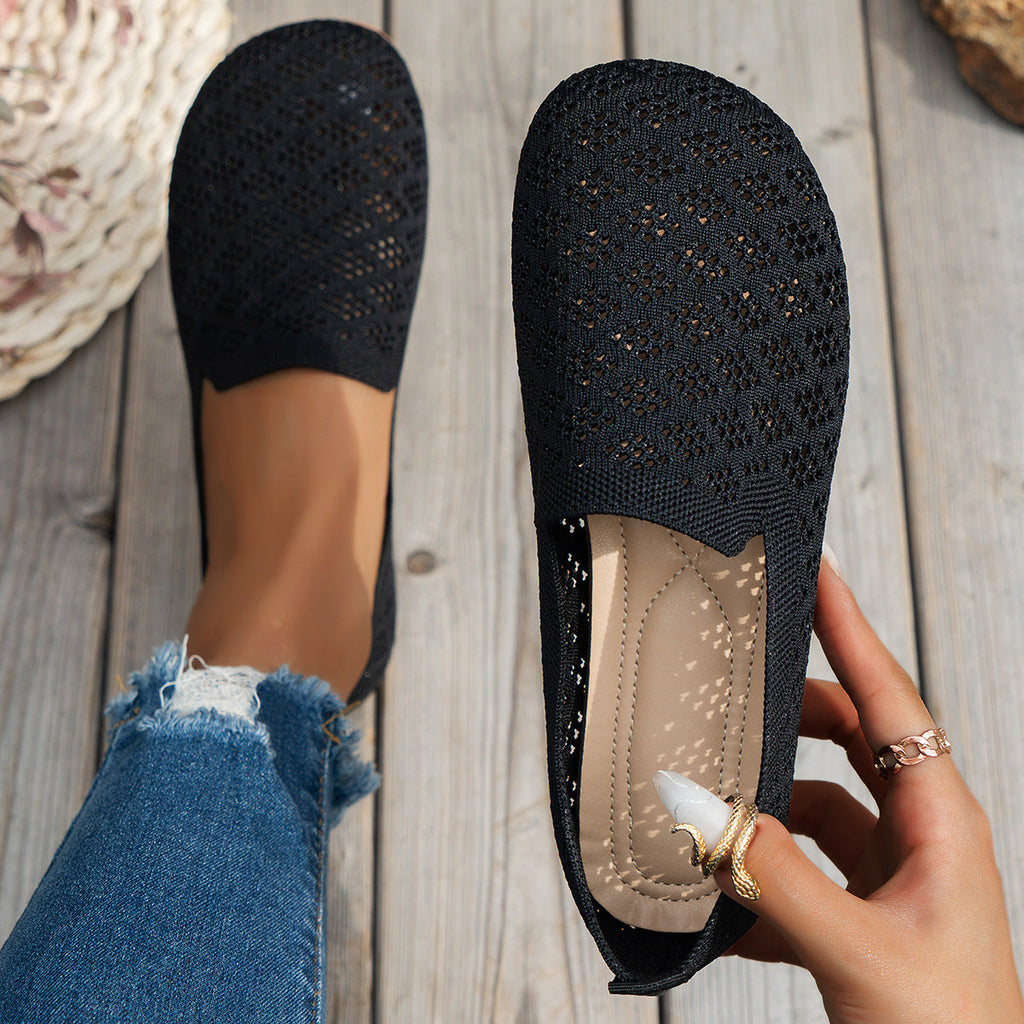 Women's Suede Slip-On Loafers - Breathable Hollow-Out Casual Flats | Sarah Express