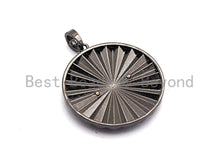 Load image into Gallery viewer, CZ Clear/Black Micro Pave Round With Flower Pendant, CZ Pave Pendant, Gold/Rose Gold/Silver/Gunmetal plated, 36x38mm, Sku#F772