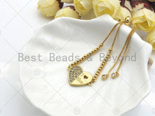 Load image into Gallery viewer, CZ Micro Pave I Love Mom Heart Shape Connector/Link, Mom Connetor, Pave Mom Bracelet Necklace Connector in Gold Finish, 16x24mm,sku#LK94
