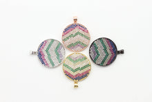 Load image into Gallery viewer, CZ Micro Pave Mixed Color Zigzag Round Disc Pendant, Cubic Zirconia Necklace Pendant, 25x31mm, sku#F3