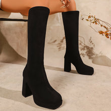 Load image into Gallery viewer, Women's Chunky Heel Over-the-Knee Boots - Square Toe Suede Winter Boots | Sarah Express