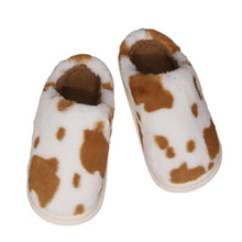 Load image into Gallery viewer, Cow Print Plush Slippers – Unisex Winter Slippers