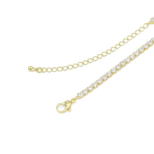 Load image into Gallery viewer, Gold Silver Clear CZ Love Tennis Chain Necklace, Sku#A370