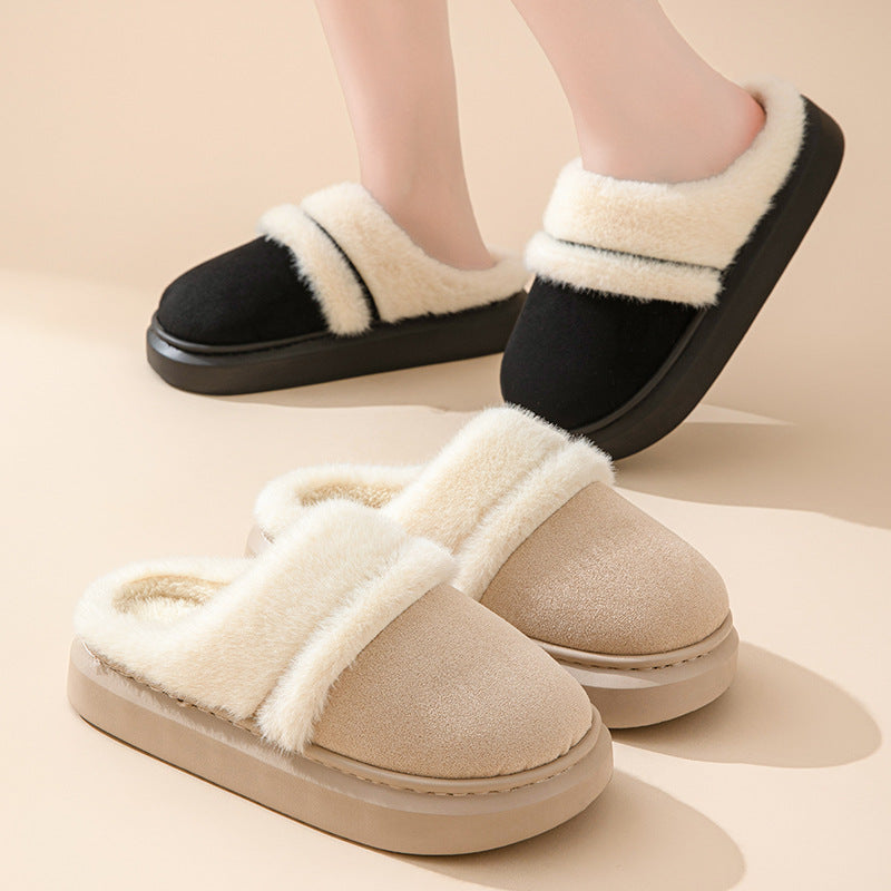 Women's Plush House Slippers Non-Slip Warm Cotton Indoor Bedroom Shoes Winter Comfort