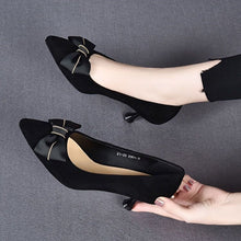 Load image into Gallery viewer, Women's Korean-Style Pointed Toe Stiletto Pumps with Bow Detail | Matte Finish