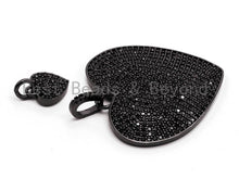 Load image into Gallery viewer, Black CZ Pave On Black Micro Pave Heart Charm, 30mm/10mm, Sku#F366