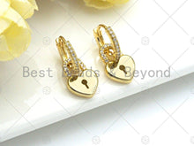 Load image into Gallery viewer, CZ Heart Huggie Earrings, Sku#O26