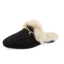 Load image into Gallery viewer, Women's Velvet Flat Slippers | Faux Fur Suede Round Toe Indoor Outdoor Slides