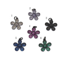 Load image into Gallery viewer, Purple/Green/Turquoise/Black/Fuchsia/Champagne /Blue CZ Flower Charm, Sku#ML68