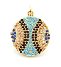 Load image into Gallery viewer, CZ Micro Pave Evil Eye Round Disc Coin Pendant/Charm, Bracelet Necklace Cubic Zirconia Pendant/Charm,18x25mm, sku#F28