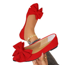 Load image into Gallery viewer, Women's Plus-Size Bow-Tie Slip-On Loafer Shoes | Pointed Toe, Low Heel, Cotton Upper