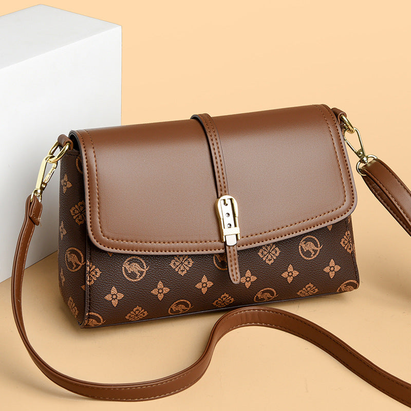Women's Printed High Capacity Shoulder Bag - PU Leather Crossbody Handbag