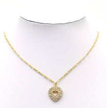 Load image into Gallery viewer, CZ Gold Silver Open Hollow Out Heart Charm, Baguette CZ heart, Sku#F1472