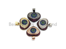 Load image into Gallery viewer, CZ Micro Pave Multi color Puffy Heart with Evil Eye Pendant, Heart Cubic Zirconia Pendant, Evil Eye Charm, 18x22mm,sku#F692