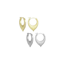Load image into Gallery viewer, Gold Silver Oval Drop CZ Around Huggie Earrings, Sku#A305