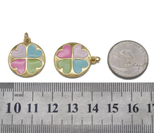 Load image into Gallery viewer, Gold CZ Enamel Colorful Heart Round Charm, Sku#LK696