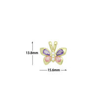 Load image into Gallery viewer, Pink Purple Crystal Gold Butterfly Charm Pendant,Sku#LK1210