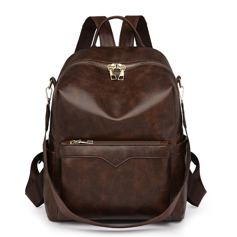 Women's Large Capacity Backpack - Waterproof PU Leather Commuter Backpack with Multiple Pockets