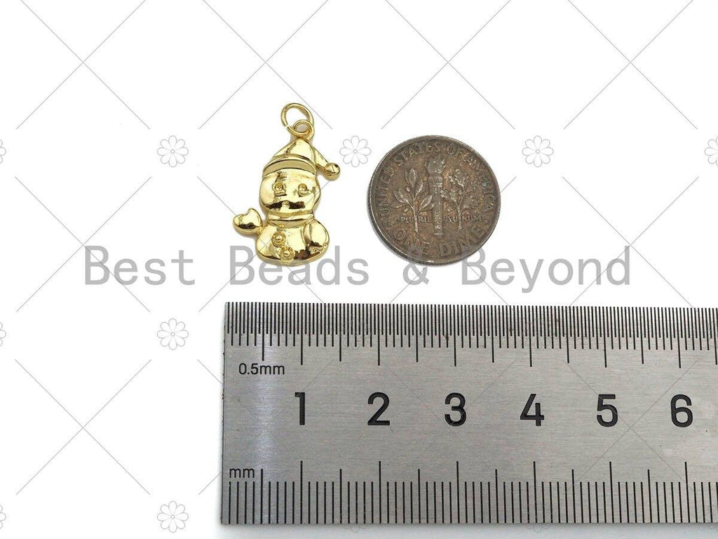 Dainty 18K Gold Cute Snowman Shape Pendant, Christmas Charm Pendant,15x20mm, Sku#LK215