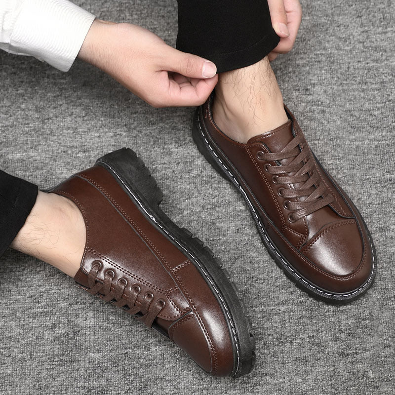 Men's Korean-Style Casual Low-Cut Shoes | Breathable PU Leather Sneakers