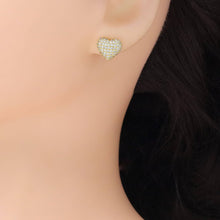 Load image into Gallery viewer, Clear CZ puffy Heart Stud Earrings, Sku#A374