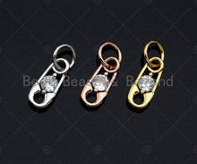 Load image into Gallery viewer, Clear CZ Micro Pave Safety Pin Shape Pendant,Cubic Zirconia