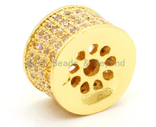Load image into Gallery viewer, CZ Micro Pave Cylinder Spacer Beads with Clear Crystal for Bracelet/Necklace, sku#G43c