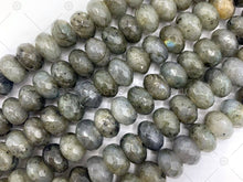 Load image into Gallery viewer, 2mm Large Hole Natural Labradorite Beads, 6x10mm Rondelle Faceted Labradorite, Big Hole Beads, 8" Long Strands, Sku#U1237