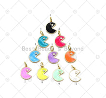 Load image into Gallery viewer, Enamel Colorful Cute Gluttonous Face with CZ Eye Shape Pendant, 18K Gold Filled Face Charm, Necklace Bracelet Charm Pendant, Sku#F1445C