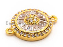 Load image into Gallery viewer, CZ Micro Pave Clear Crystal Round Charm, Connector for Bracelet/Necklace, Cubic Zirconia Crystal Space Connector Link, 13x17mm, 1pc, sku#A54