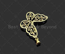 Load image into Gallery viewer, Gold Filled Baguette CZ Micro Pave Butterfly Shape Pendant, 18K Gold Filled Butterfly Charm, Necklace Bracelet Pendant,29x25mm,Sku#LD96C