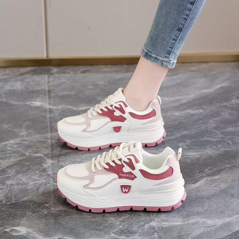 Women's Lace-Up PU Leather Sneakers | Thick Non-Slip Rubber Sole | Casual Low-Top Shoes