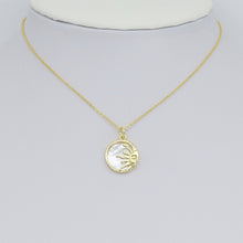 Load image into Gallery viewer, Gold Mother of Pearl Sun Coin Charm Pendant, Sku#LK1025