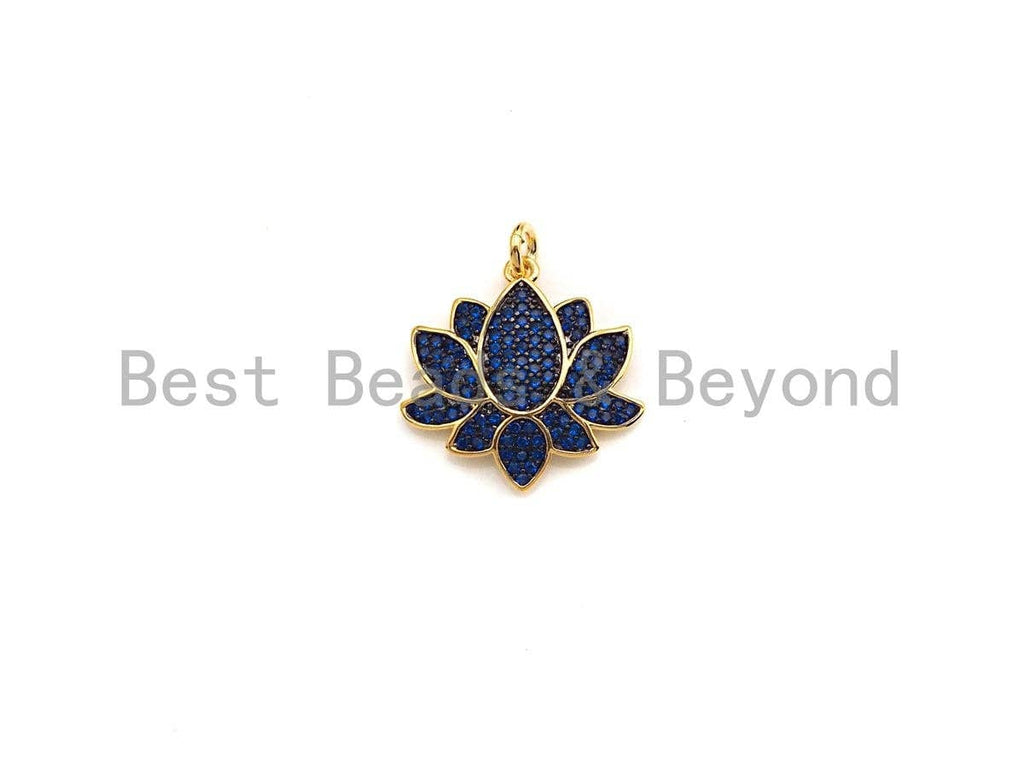 Colorful CZ Micro Pave Lotus Flower Pendant, X144/Z572