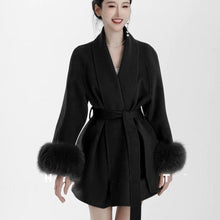 Load image into Gallery viewer, Women's Black Fox Fur Double-faced Cashmere Elegant Short Coat