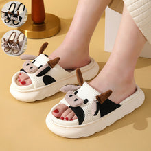 Load image into Gallery viewer, Cartoon Cow Frog Slippers | Linen Non-Slip Breathable Indoor Garden Shoes