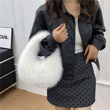 Load image into Gallery viewer, Women's Plush Tote Bag – Soft Oval Handbag for Everyday Casual Use