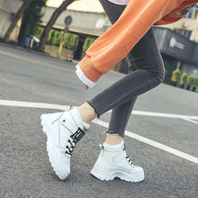 Load image into Gallery viewer, Women's Waterproof Platform High-Top Sneakers | Leather Stitching Plush Lining