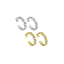 Load image into Gallery viewer, Diamond CZ Gold Silver Hoop Earrings, Sku#A192
