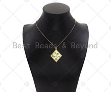 Load image into Gallery viewer, Gold Filled CZ Micro Pave Love Word On Rhombus Shape Pendant, 18K Gold Filled Black Enamel Charm, Necklace Bracelet Charm,30x38mm,Sku#L567