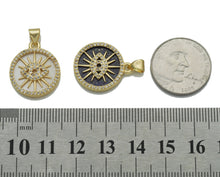 Load image into Gallery viewer, Gold CZ Evil Eye On Round Coin Gemstone Charm, Sku#LX122