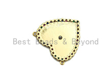 Load image into Gallery viewer, CZ Colorful Micro Pave Enamel Heart With Evil Eye Pendant, Pink Heart ,Heart Shaped Pave Pendant, Gold plated, 26x27mm, Sku#F852