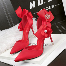 Load image into Gallery viewer, Women's Pointed Toe Bow Heels | Slip-On Stiletto Pumps