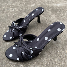 Load image into Gallery viewer, Women's Polka-Dot Bow-Knot Slippers - Elegant Satin High Heel Slip-On Shoes